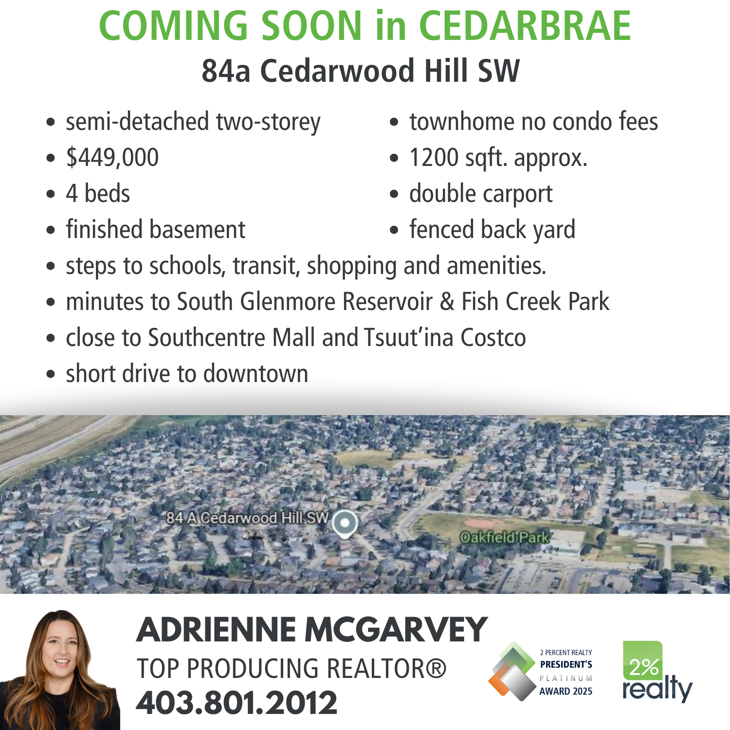 Coming Soon: 84A Cedarwood Hill SW Calgary | 4-Bedroom Home $449,000
