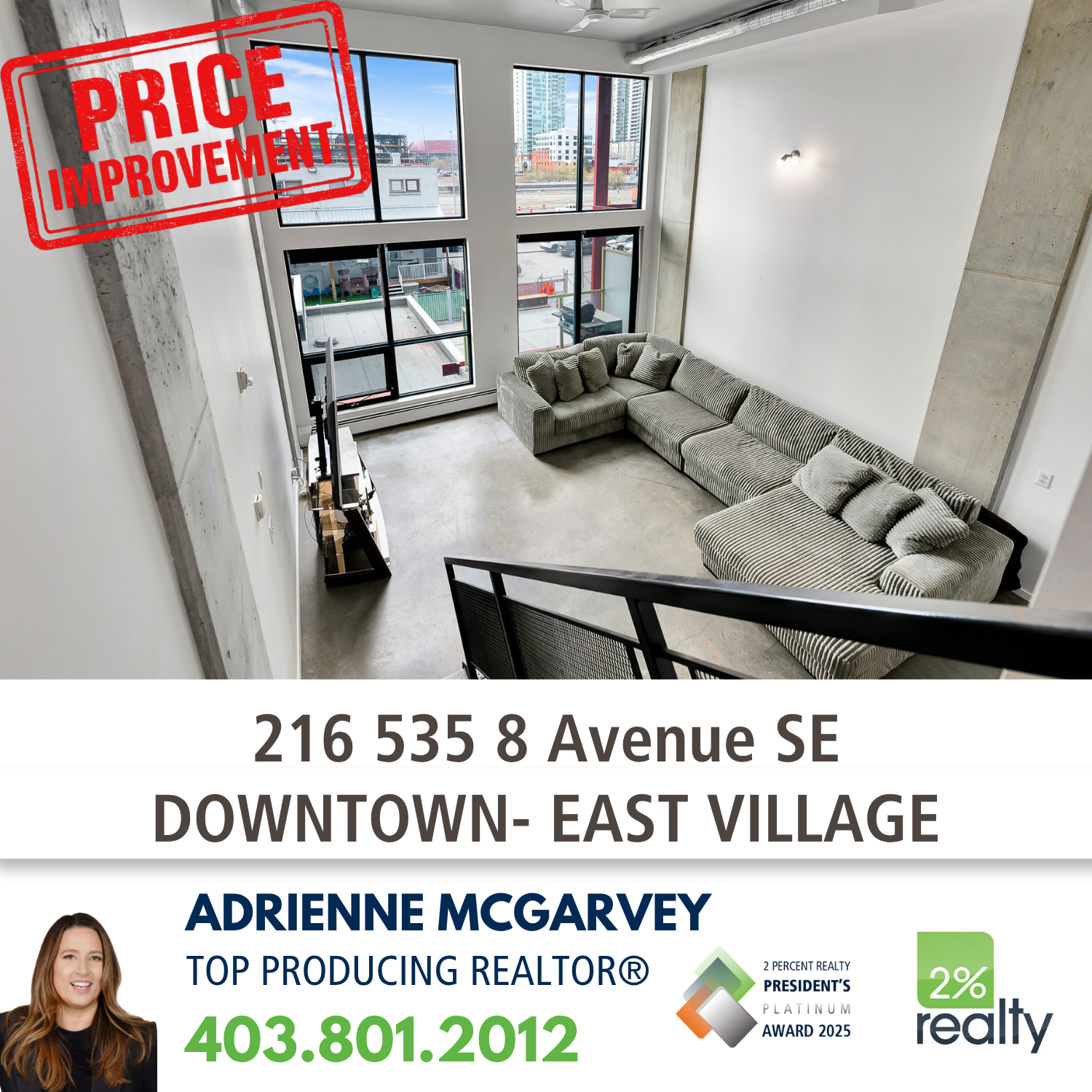 Price Improved to $319,000 | Own an Authentic Downtown Calgary Loft at Orange Lofts
