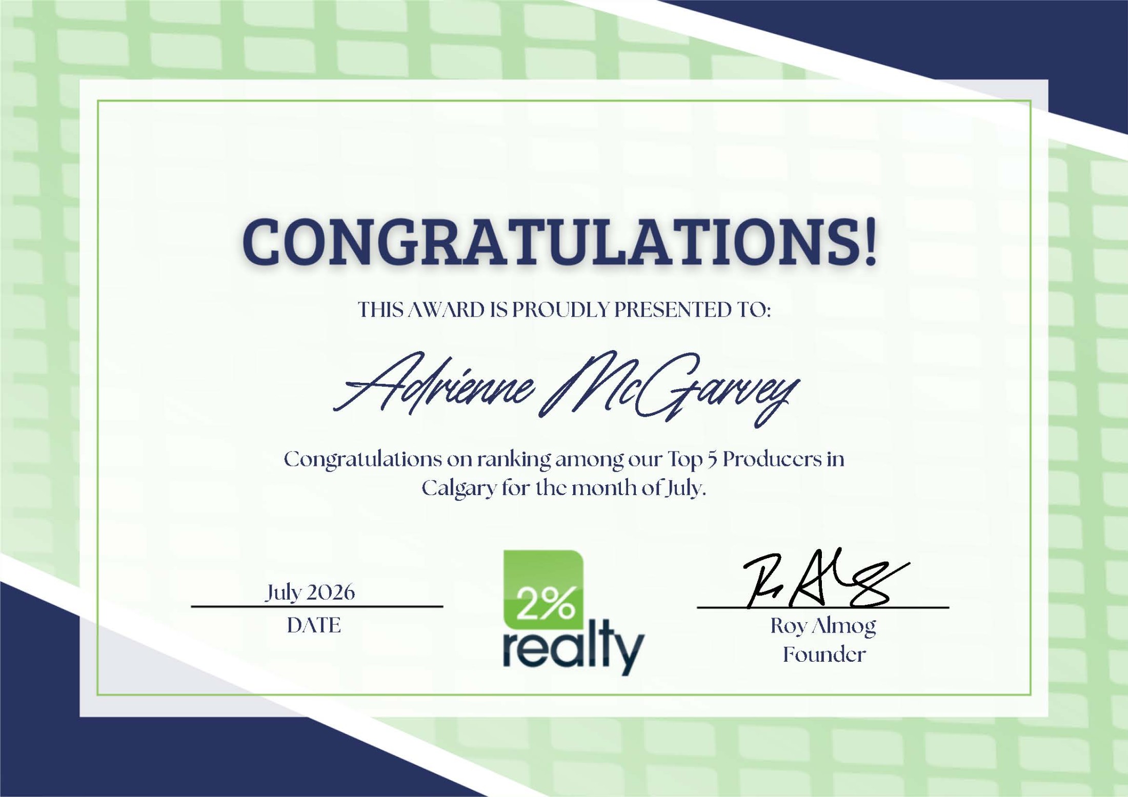 Top 5 Calgary Real Estate Producer – July 2026 | Adrienne McGarvey